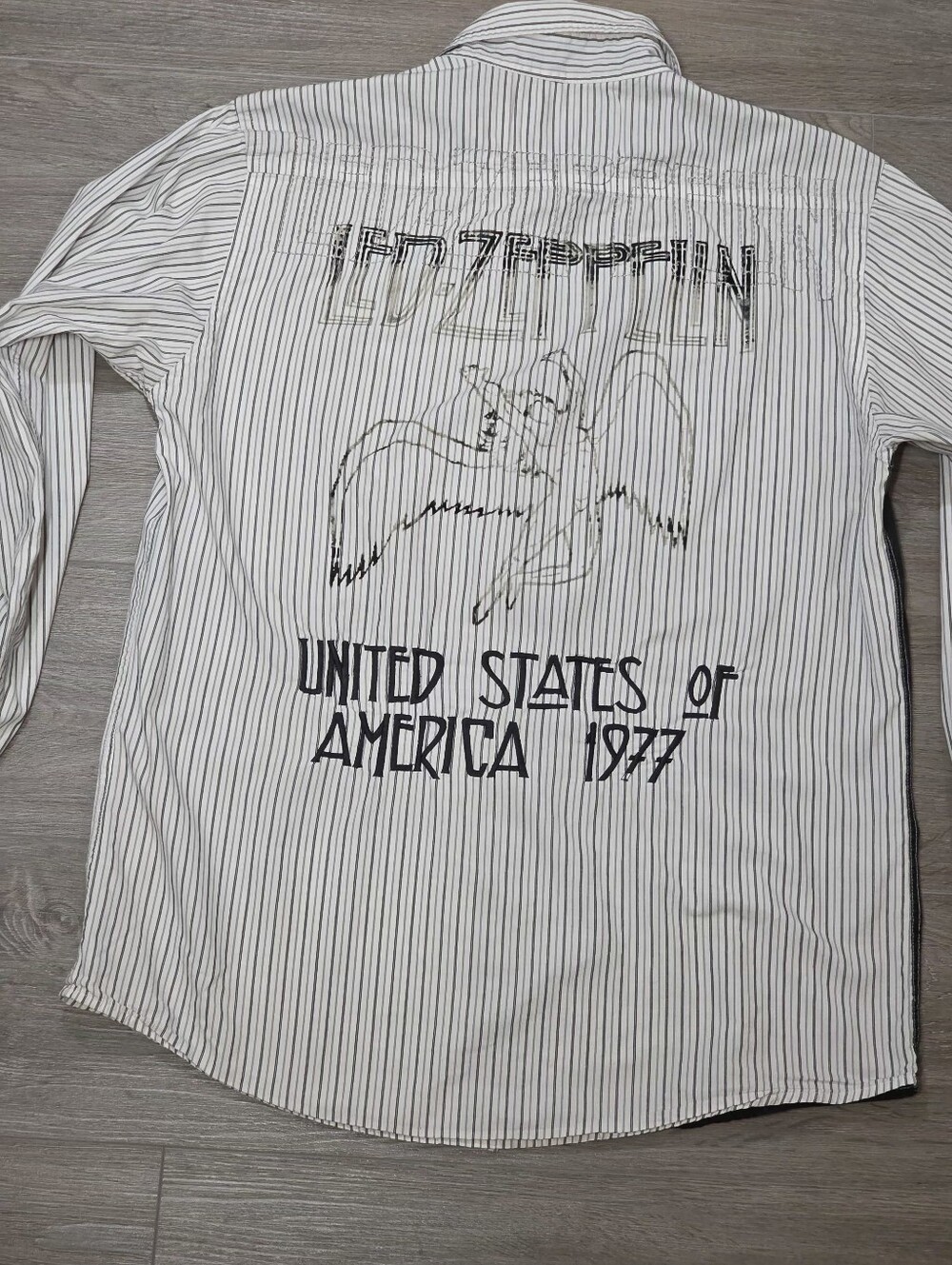 Led Zeppelin Bravado Button Shirt Mens M "Swan Song" Patched Symbols - Picture 2 of 7